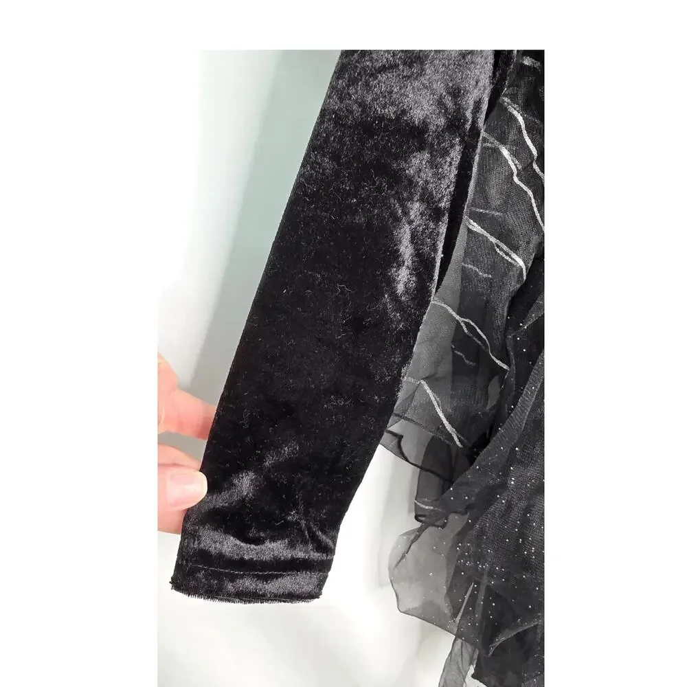 Halloween Black Spider Web Witch Costume Dress  Kids Toddlers Size 4-6 Spooky